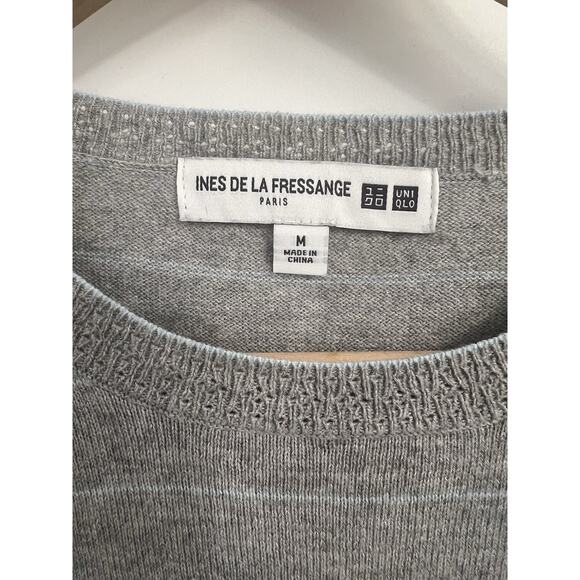 Ines De La Fressange X Uniqlo Grey Cashmere Cotton Lightweight Sweater Medium - Picture 4 of 5